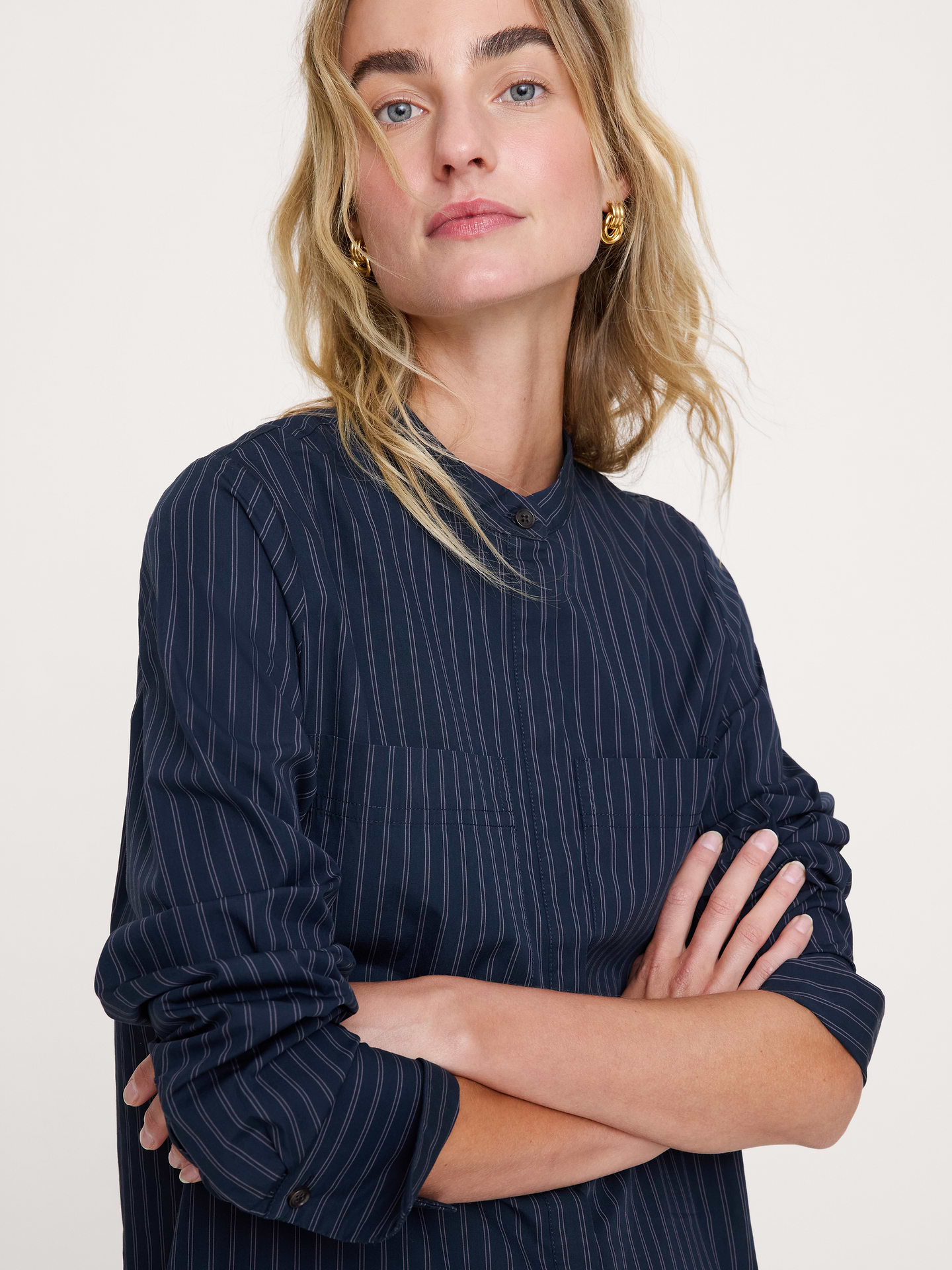 Image number 7 showing, Cotton Trapeze Mini Shirt Dress