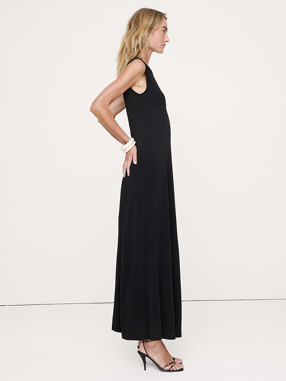 Robe longue à panneaux en jersey mat