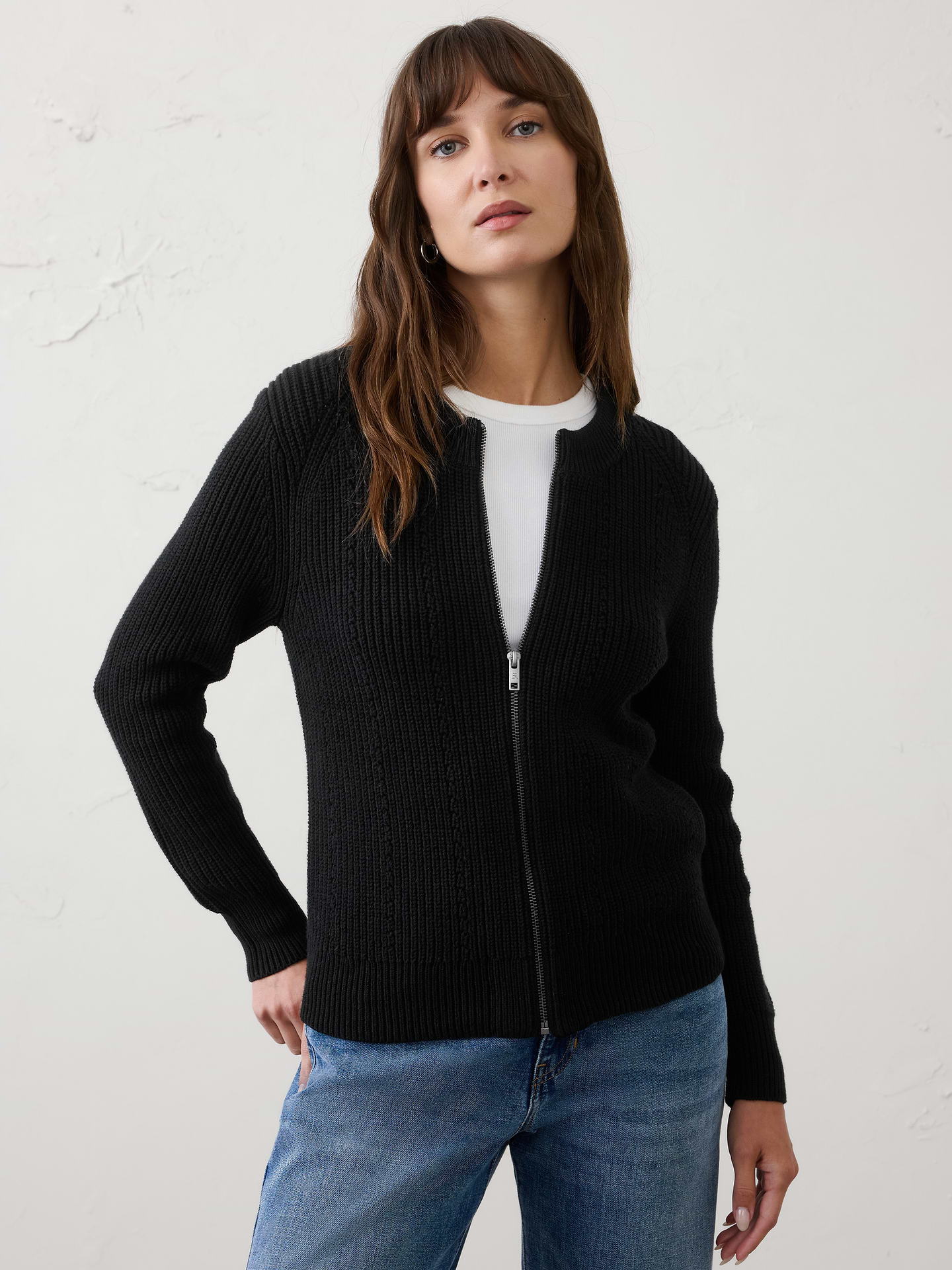 Image number 1 showing, Cotton Bomber Sweater
