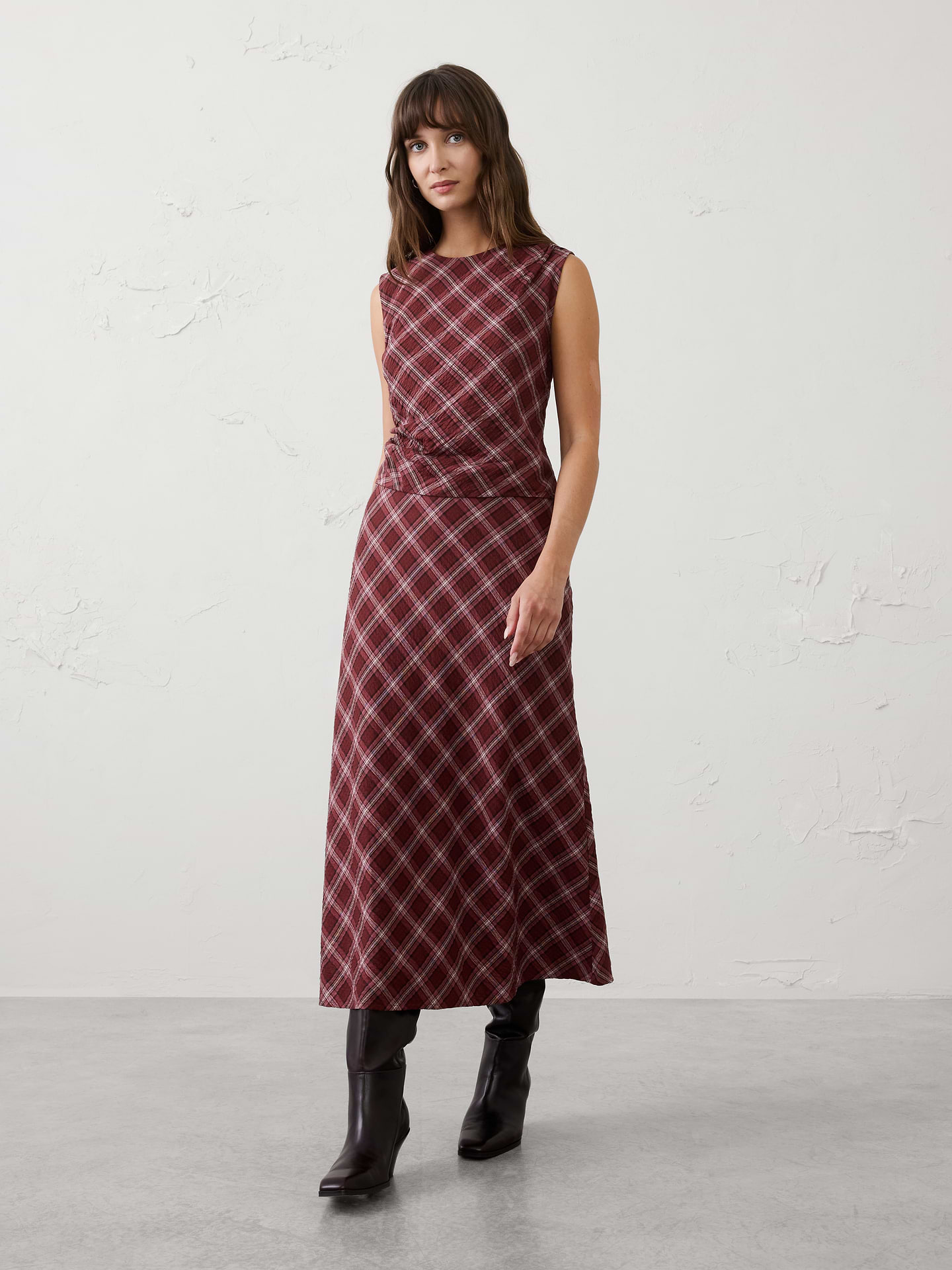 Image number 1 showing, Breezy Plaid Midi Slip Skirt