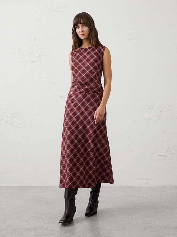 Breezy Plaid Midi Slip Skirt