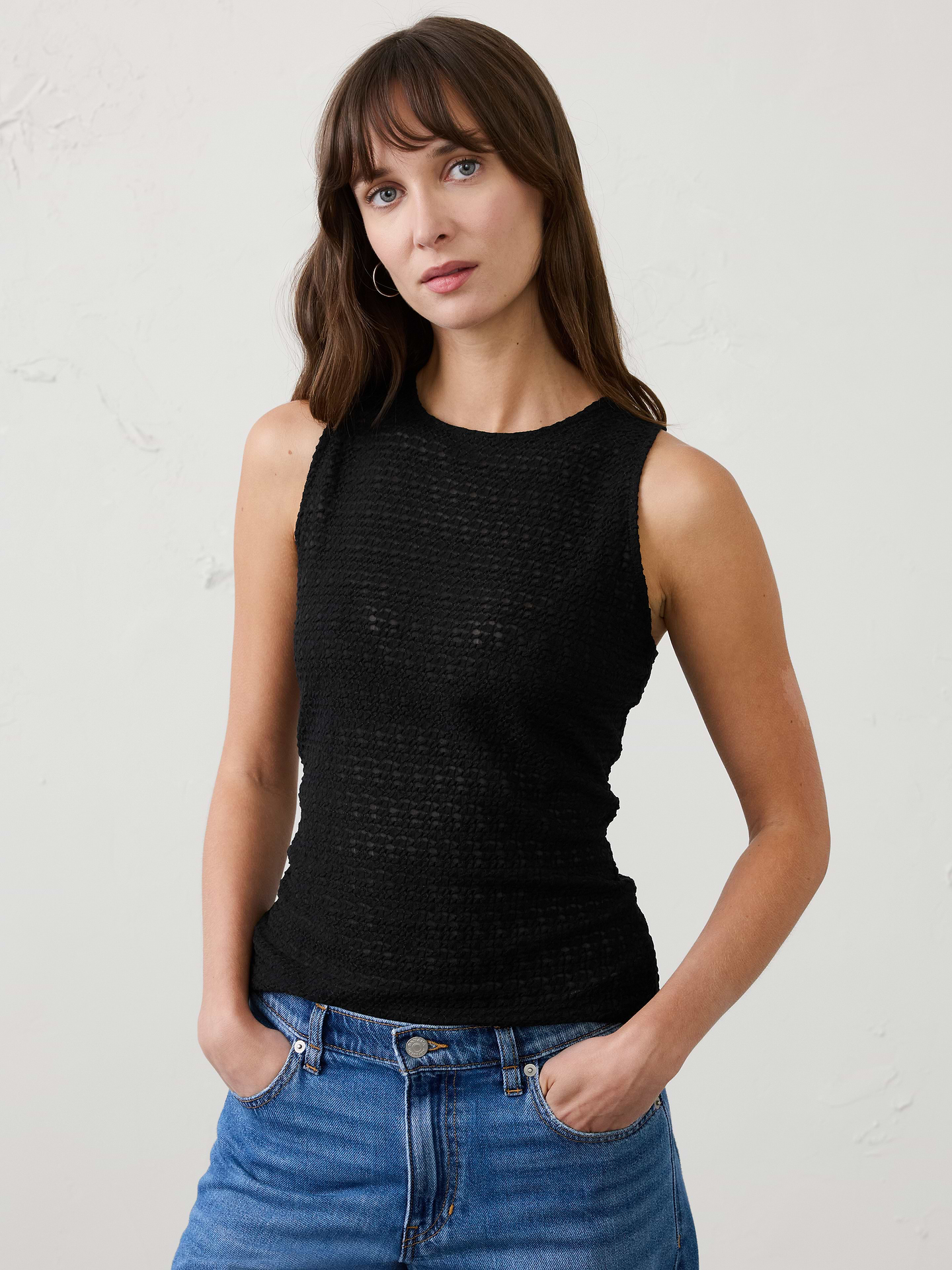 Image number 1 showing, Sheer Jaquard Tank