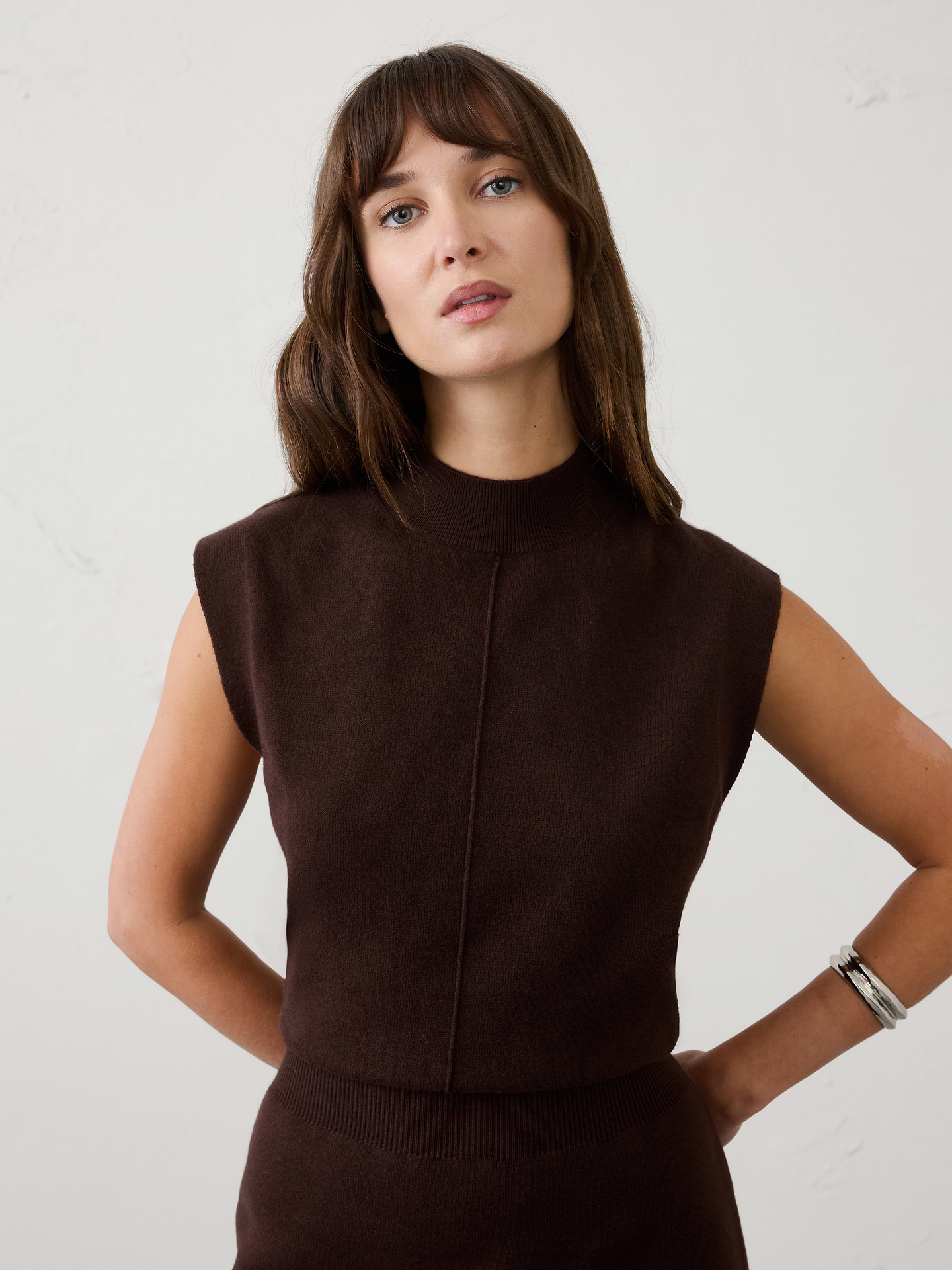 Image number 3 showing, Blouson Mock-Neck Midi Sweater Dress