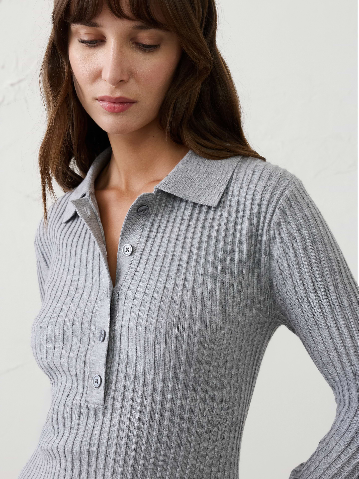 Image number 3 showing, Ribbed Polo Midi Sweater Dress