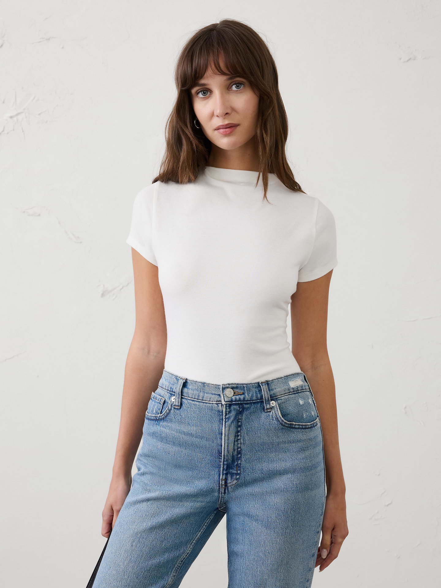 Image number 1 showing, Jersey Mock-Neck T-Shirt