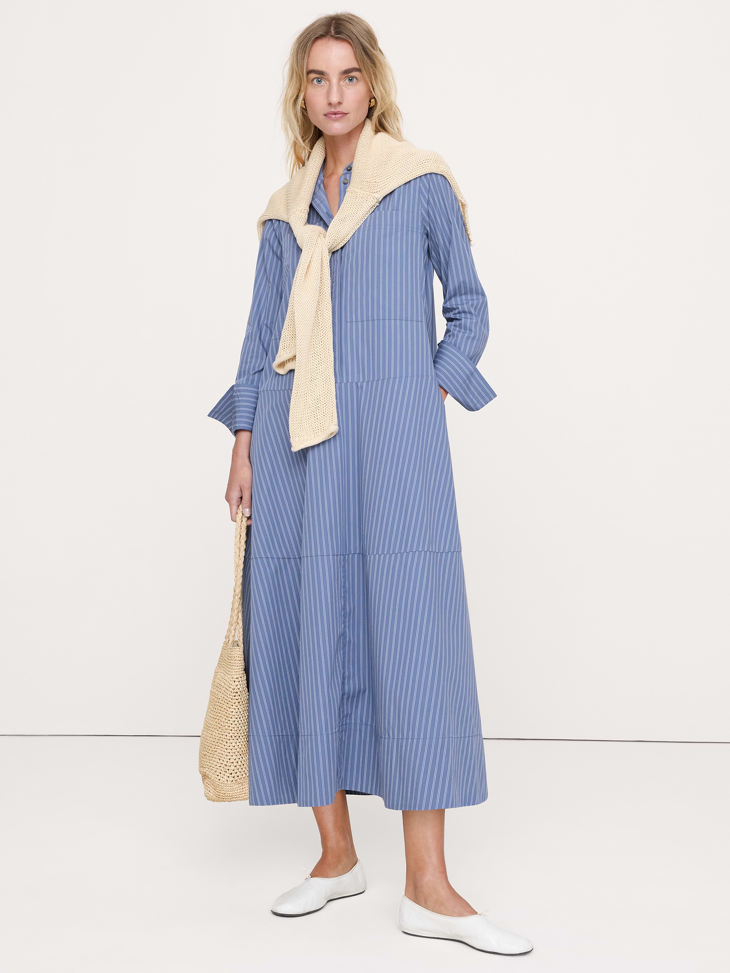 Image number 1 showing, Cotton Trapeze Shirt Dress