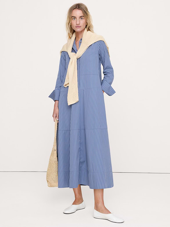 Robe-chemisier trapèze en coton