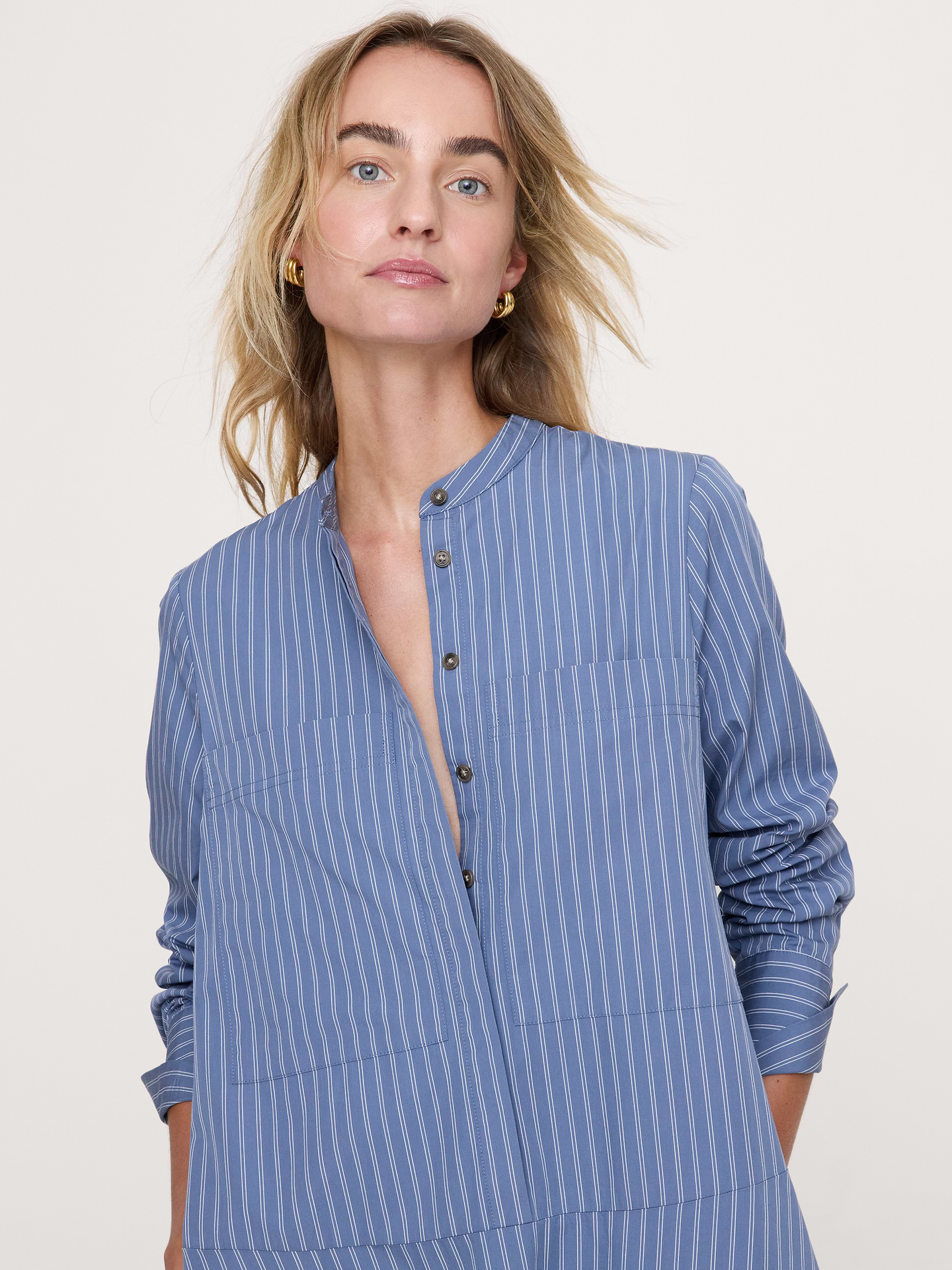 Image number 4 showing, Cotton Trapeze Shirt Dress
