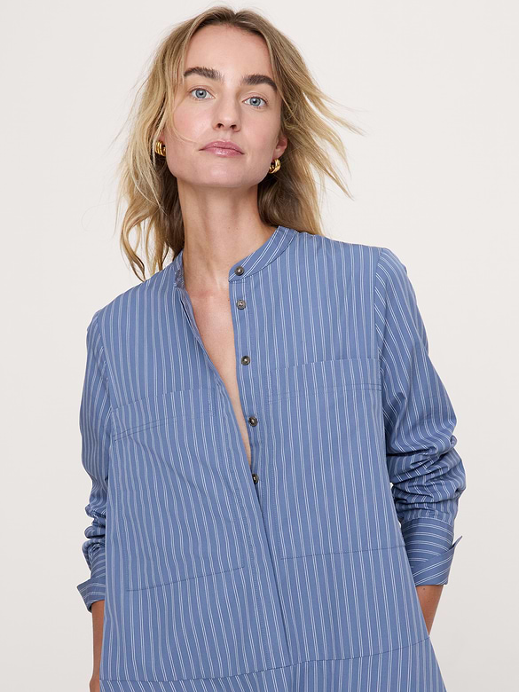 Robe-chemisier trapèze en coton