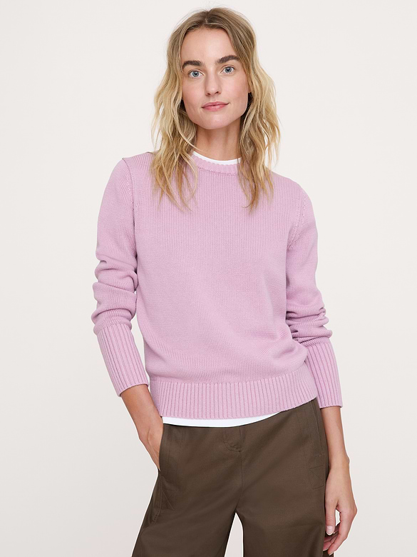 Larkspur Cotton-Silk Crew-Neck Sweater
