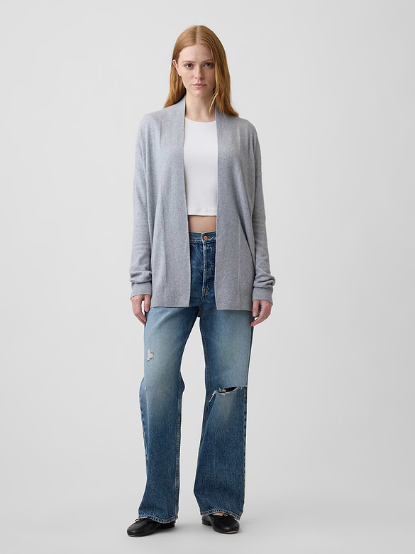 CashSoft Relaxed Open-Front Cardigan
