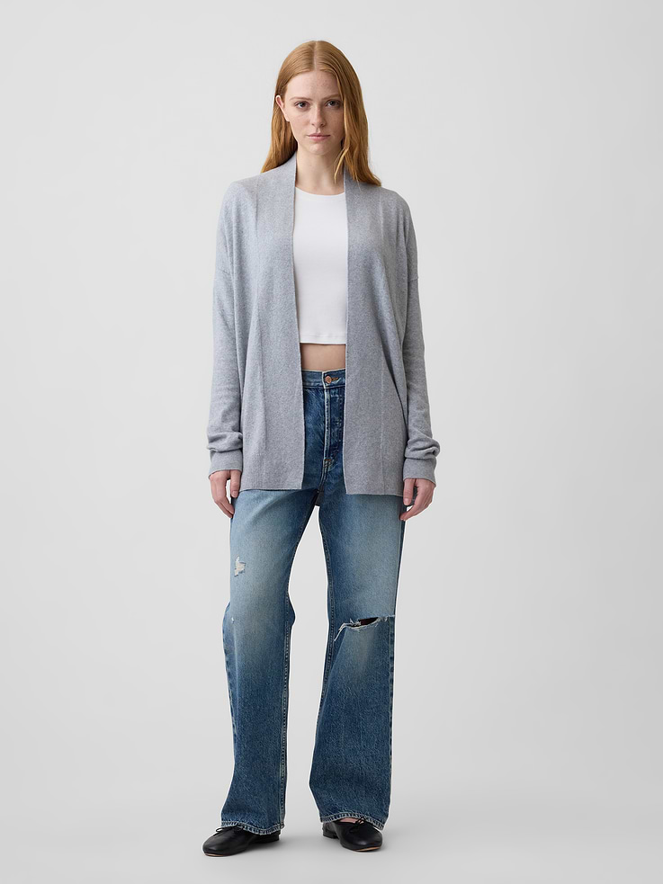 Image number 3 showing, CashSoft Relaxed Open-Front Cardigan