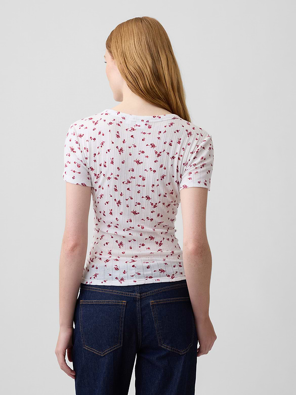Essential Ribbed Pointelle Crewneck T-Shirt
