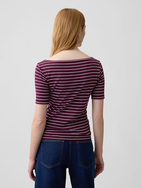 Modern Ribbed Boatneck Top