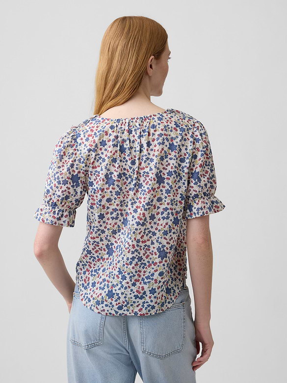 Relaxed V-Neck Ruffle Top