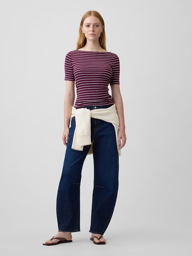 Image number 3 showing, Modern Ribbed Boatneck Top