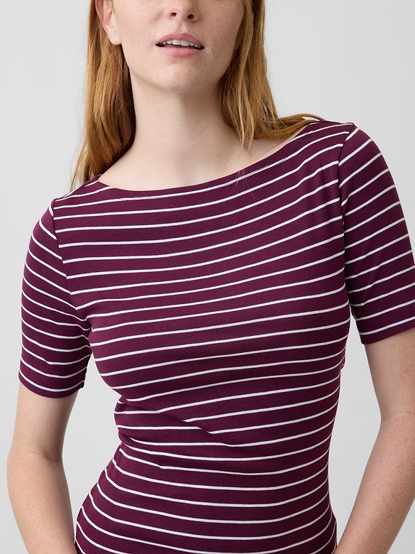 Modern Ribbed Boatneck Top