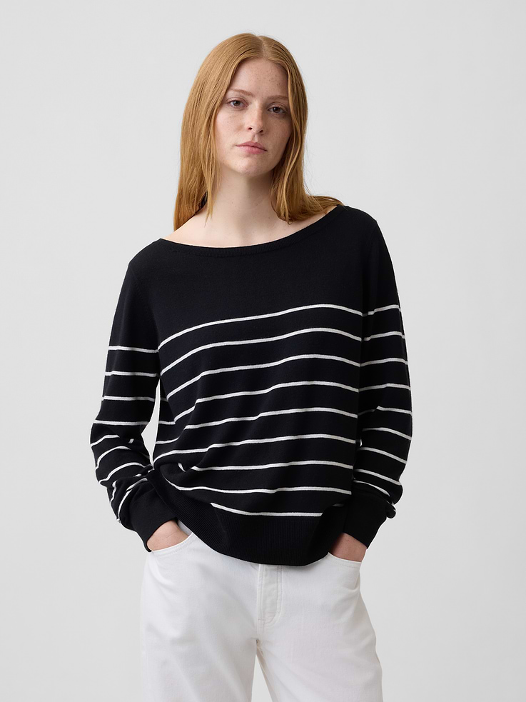 Image number 1 showing, Relaxed Jersey Boatneck Sweater