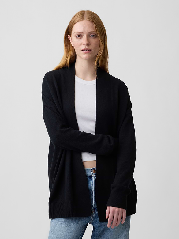 CashSoft Relaxed Open-Front Cardigan