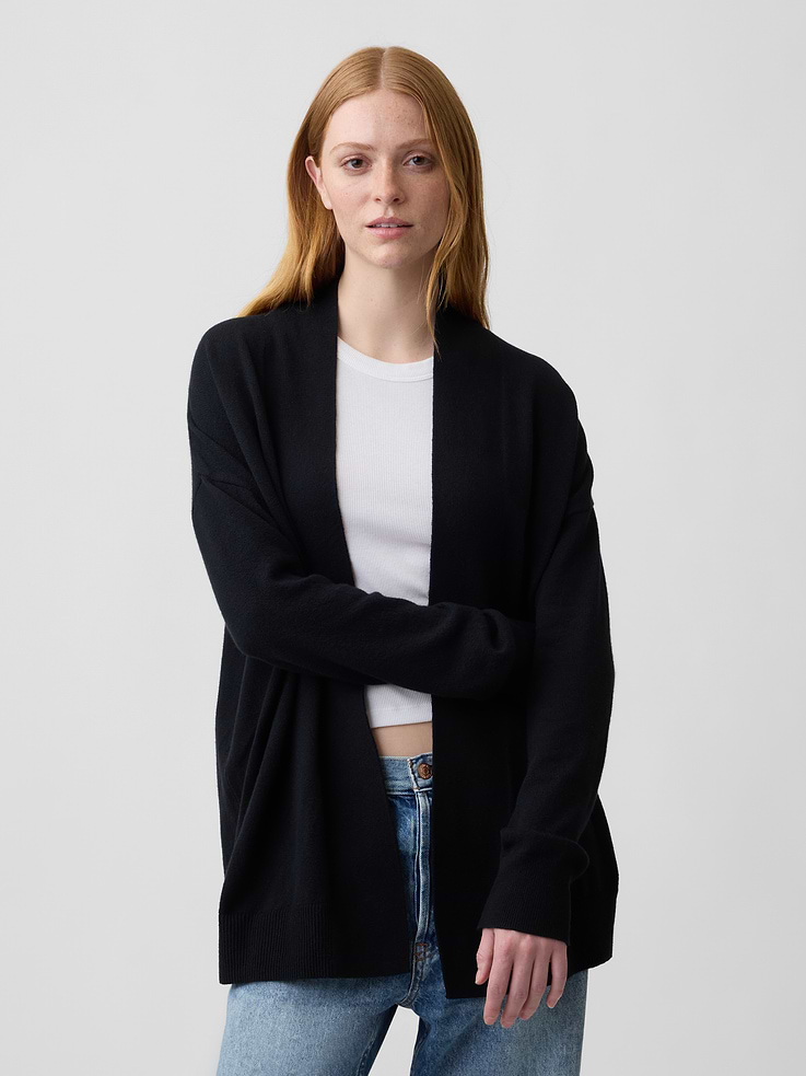 Image number 1 showing, CashSoft Relaxed Open-Front Cardigan