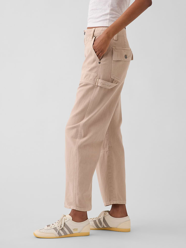 Image number 3 showing, Mid Rise Barrel Utility Ankle Pants