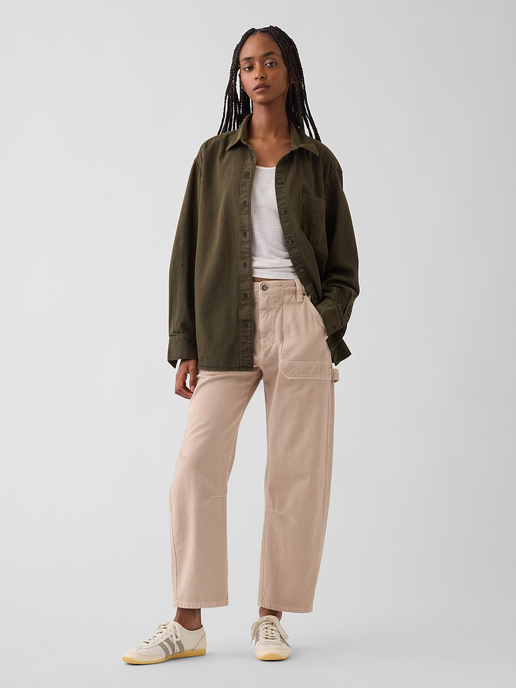 Image number 1 showing, Mid Rise Barrel Utility Ankle Pants