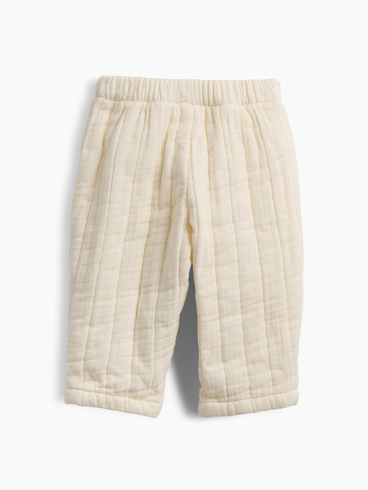 L'image numéro 2 présente Pantalon matelassé à taille élastique en gaze pour Bébé