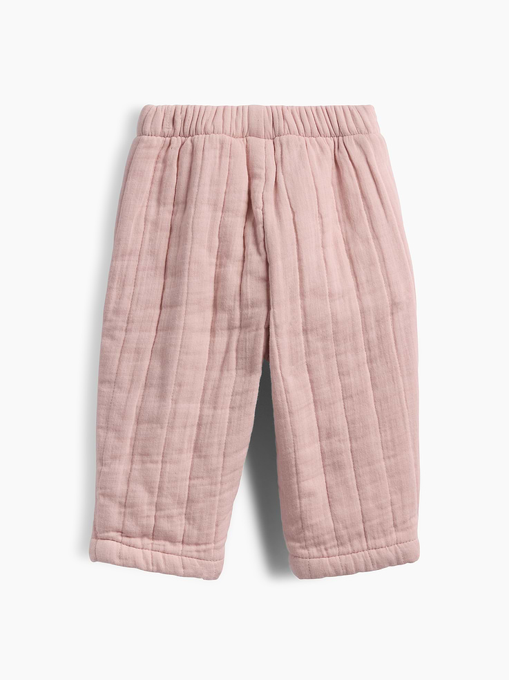 L'image numéro 2 présente Pantalon matelassé à taille élastique en gaze pour Bébé