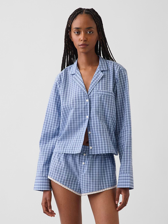 Poplin Oversized Crop PJ Shirt