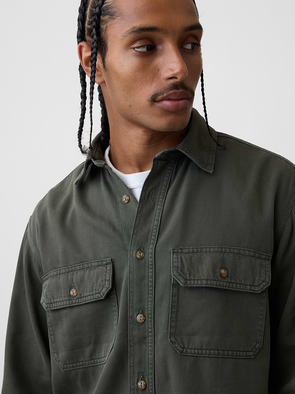 UltraSoft Denim Relaxed Utility Shirt