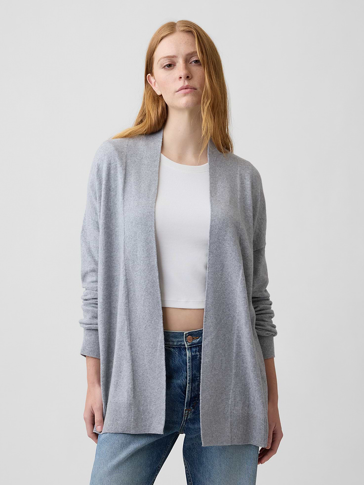 Image number 1 showing, CashSoft Relaxed Open-Front Cardigan