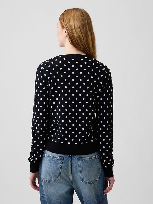 Polka Dot Crewneck Cardigan