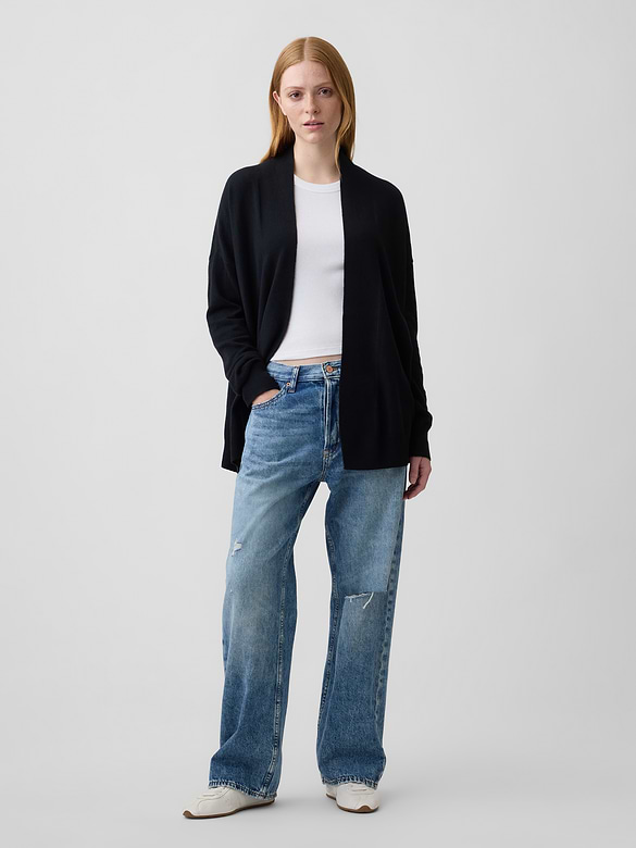 CashSoft Relaxed Open-Front Cardigan