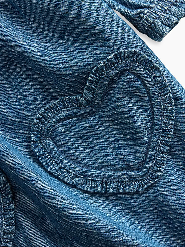 Image number 3 showing, Baby Denim Heart One-Piece
