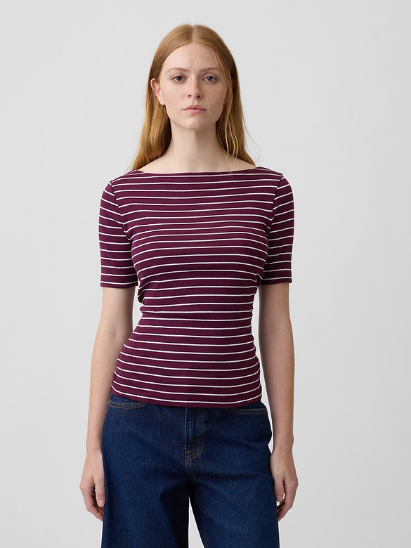 Modern Ribbed Boatneck Top
