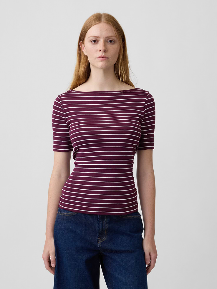 Image number 1 showing, Modern Ribbed Boatneck Top