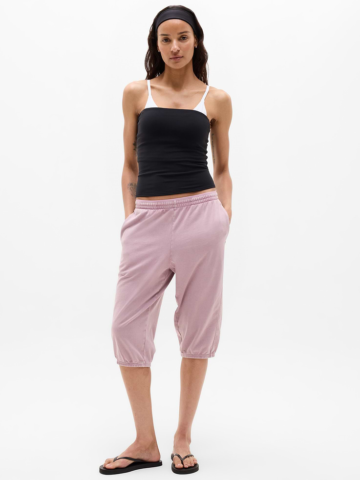 Image number 1 showing, Airy Cotton Terry Snow Wash Capri