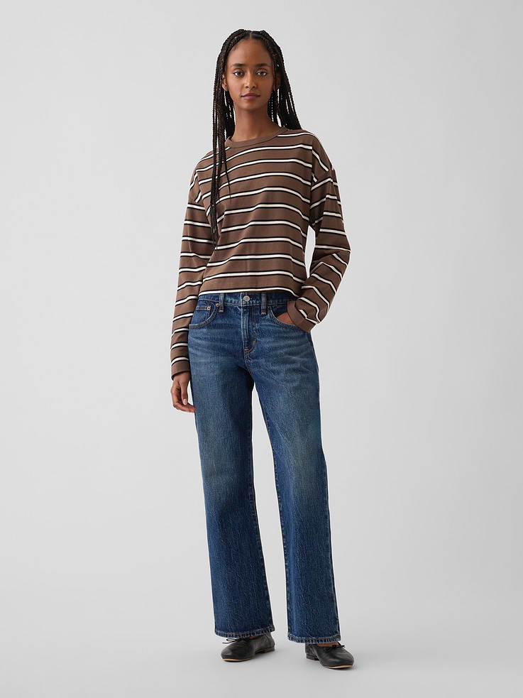 Image number 1 showing, Mid Rise Flare Crop Jeans