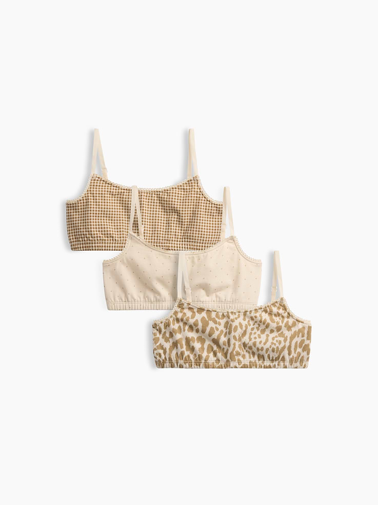 L'image numéro 1 présente Soutien-gorge léger en coton biologique extensible à motif pour Enfant (paquet de 3)