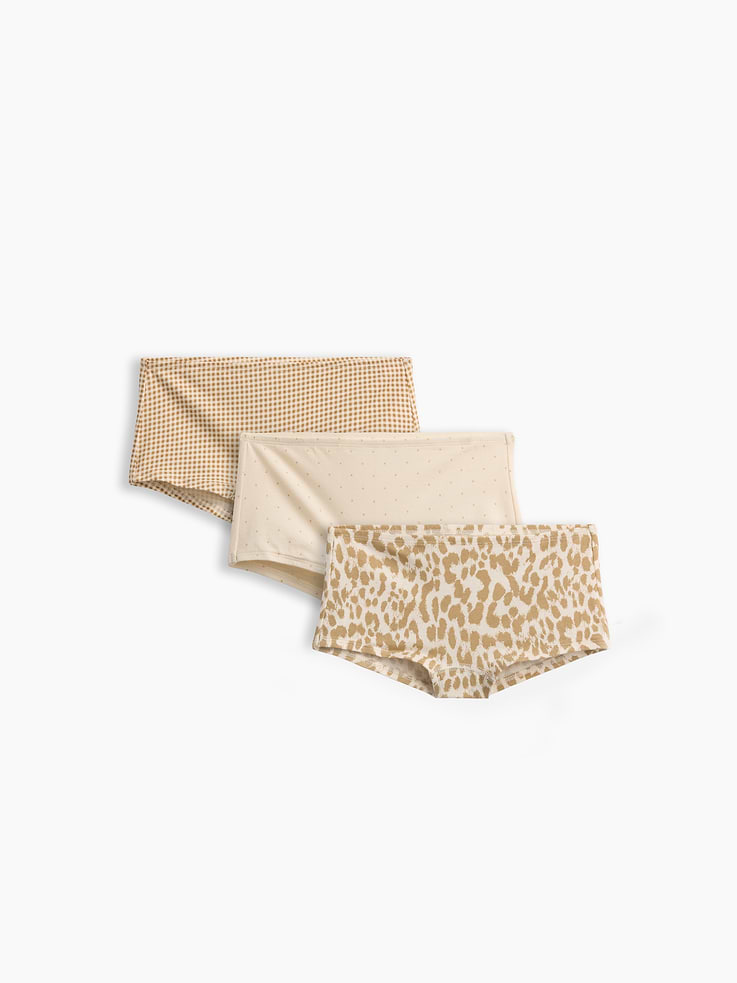 L'image numéro 1 présente Culotte taille basse en coton biologique extensible à motif pour Enfant (paquet de 5)