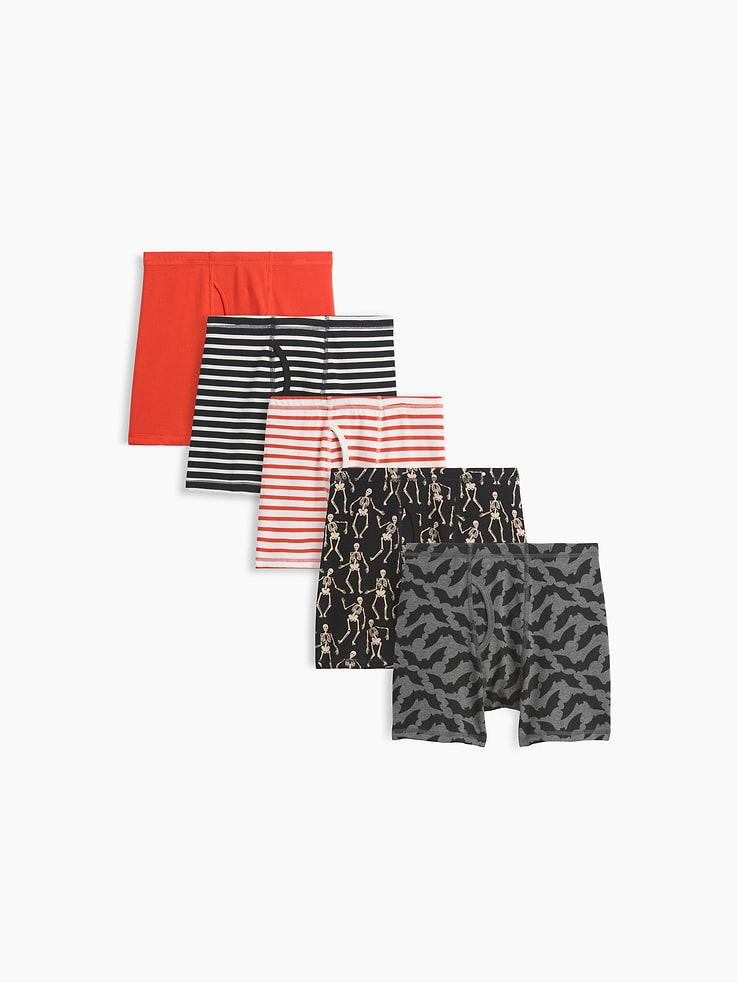 Image number 1 showing, Kids Organic Stretch Cotton Halloween Boxer Briefs (5-Pack)