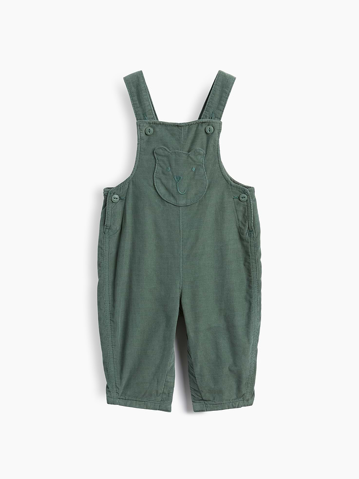 Image number 1 showing, Baby Corduroy Bear Pocket Overalls