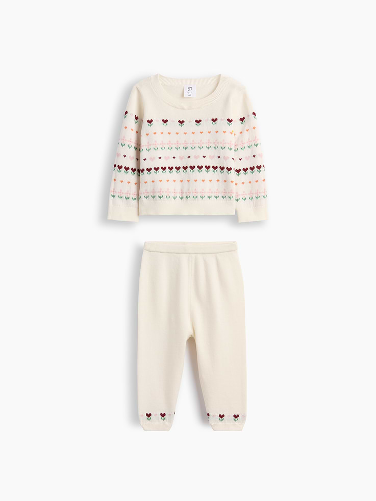 Image number 1 showing, Baby Floral Heart Sweater Set