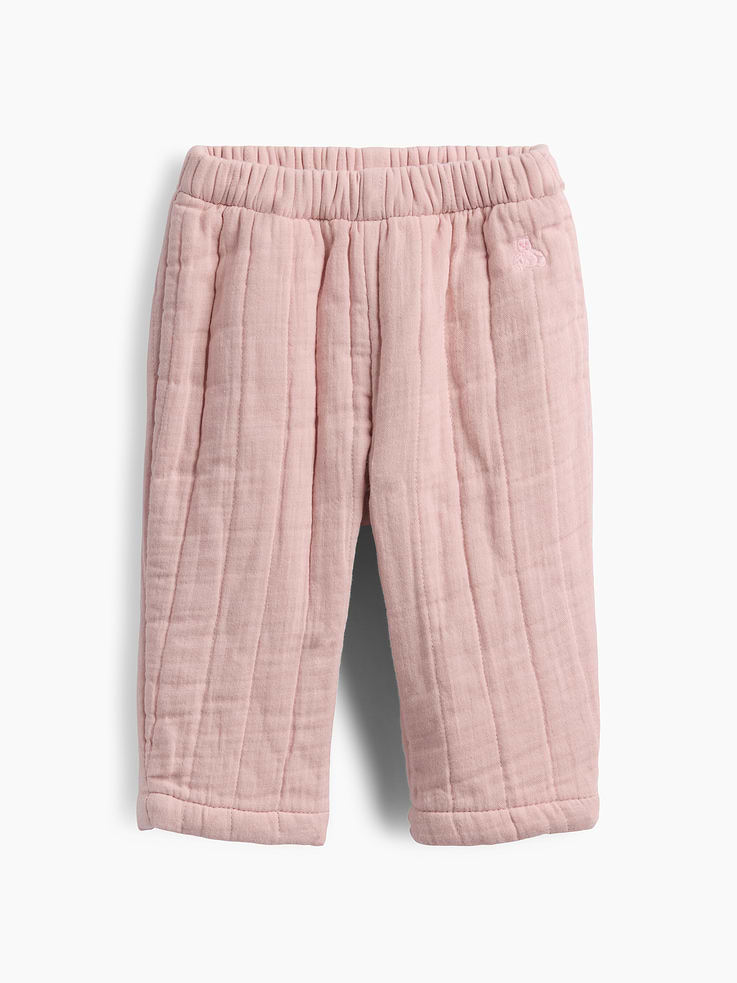 L'image numéro 1 présente Pantalon matelassé à taille élastique en gaze pour Bébé