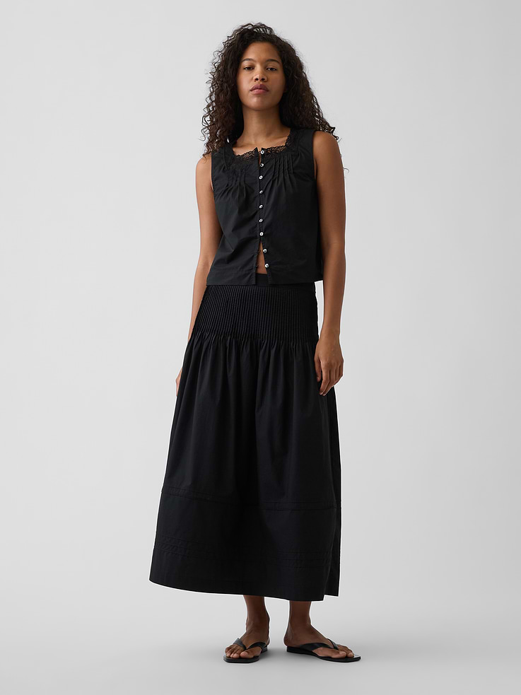 Image number 1 showing, Poplin Pintuck Maxi Skirt