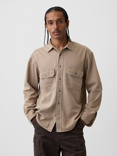 Image number 1 showing, UltraSoft Denim Relaxed Utility Shirt