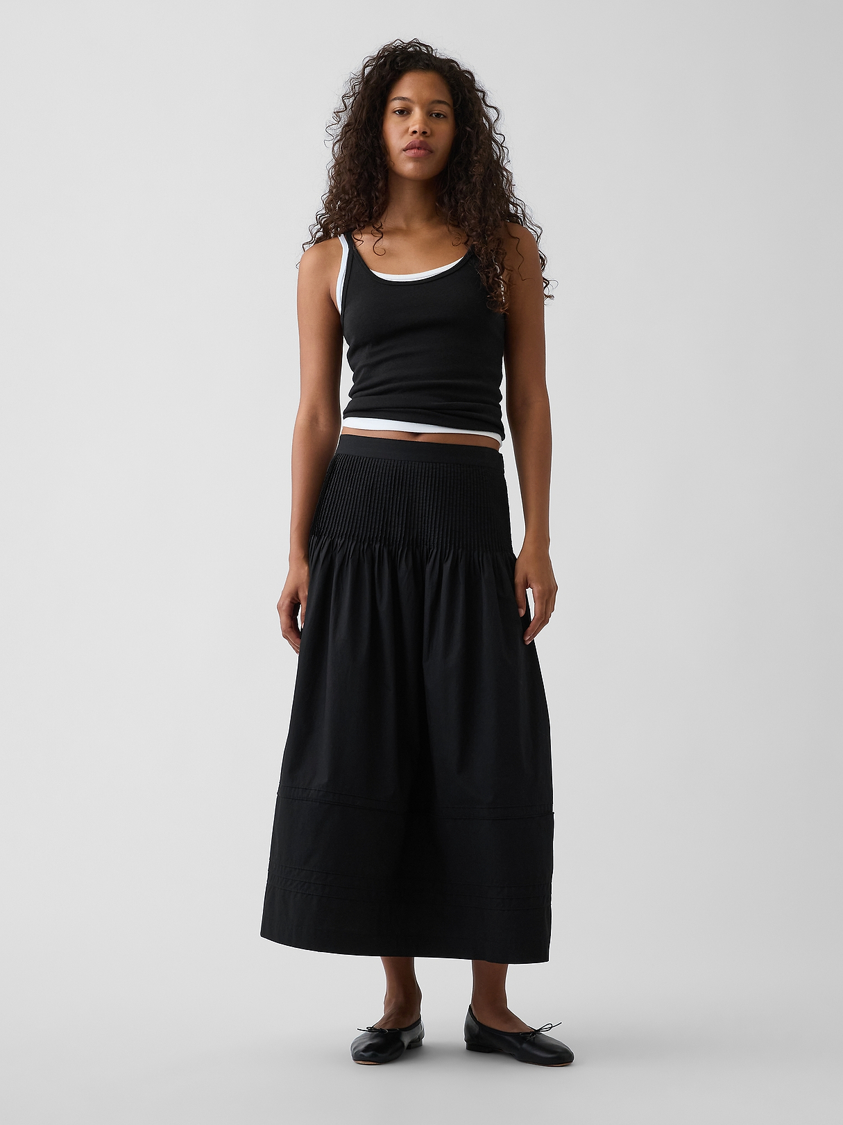 Poplin Pintuck Maxi Skirt | Gap