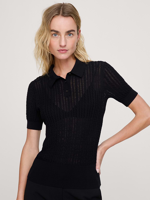 Crinkle Knit Polo