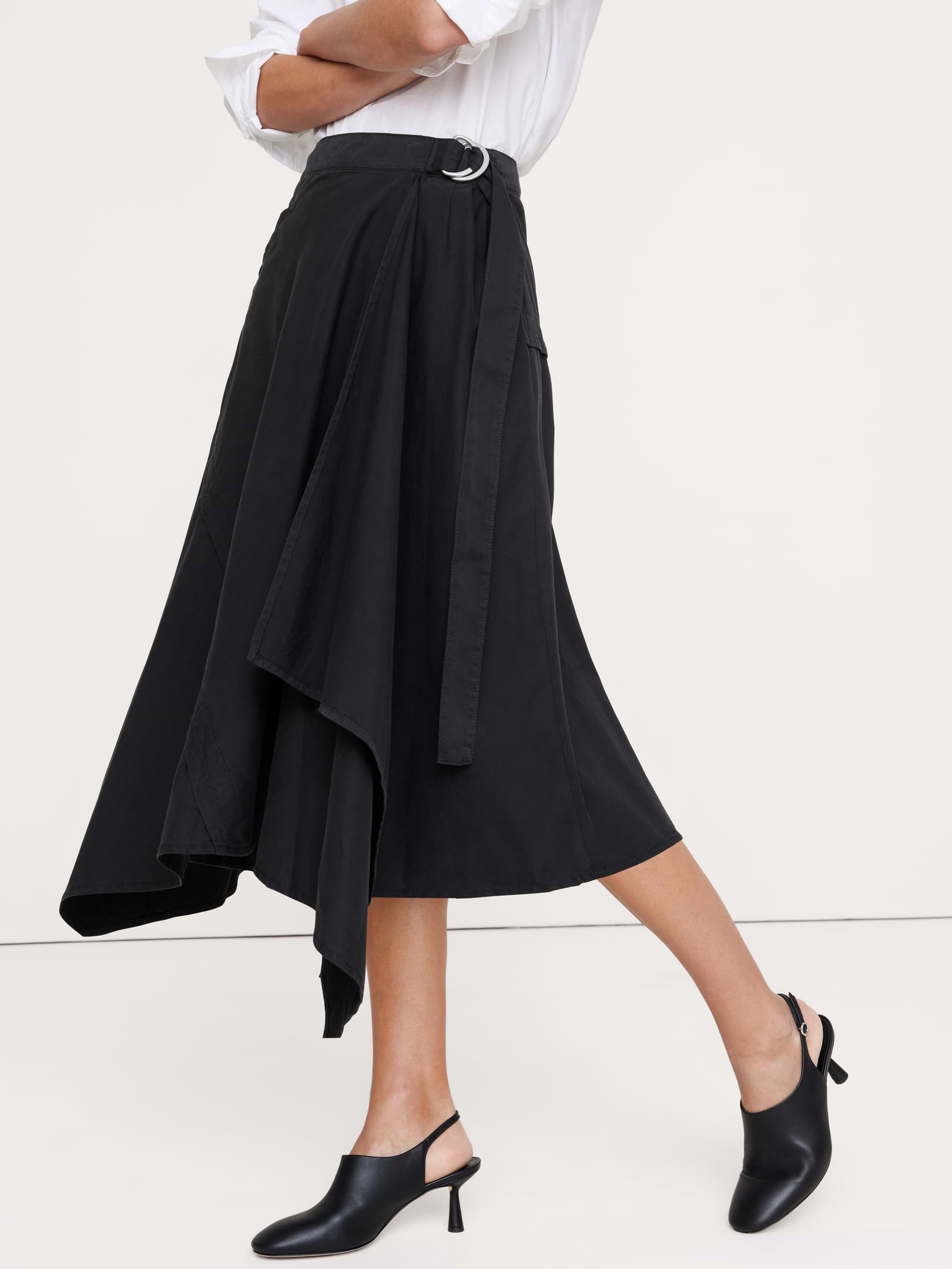 Image number 3 showing, Cotton Twill Asymmetrical Wrap Midi Skirt
