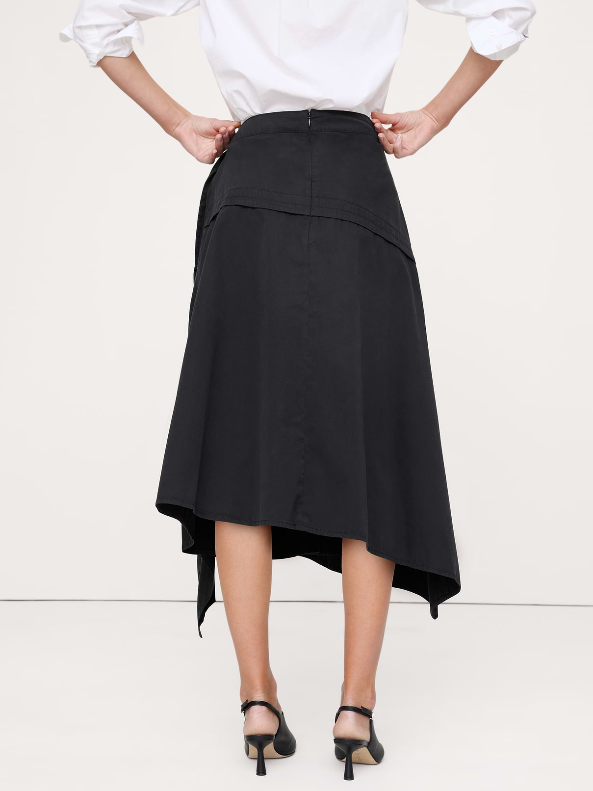 Image number 2 showing, Cotton Twill Asymmetrical Wrap Midi Skirt